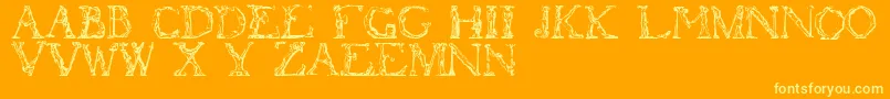 Flotner-fontti – keltaiset fontit oranssilla taustalla
