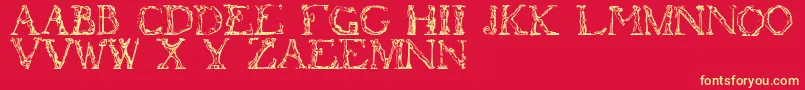 Flotner-Schriftart – Gelbe Schriften auf rotem Hintergrund