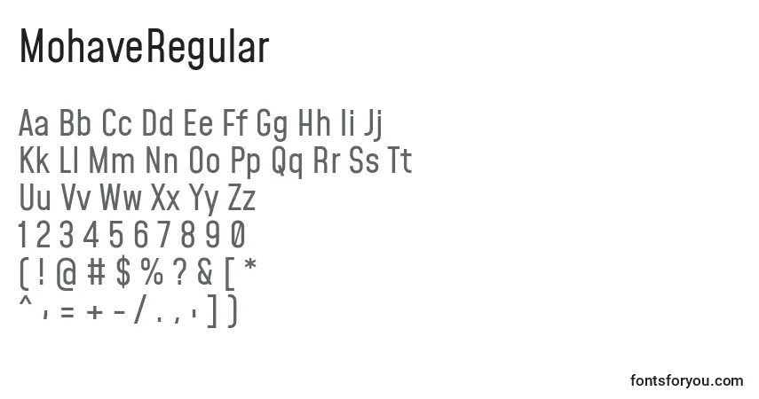 Czcionka MohaveRegular (113724) – alfabet, cyfry, specjalne znaki