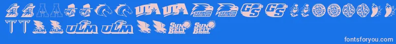 フォントSunBelt – ピンクの文字、青い背景