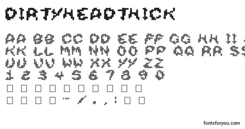 Шрифт Dirtyheadthick – алфавит, цифры, специальные символы
