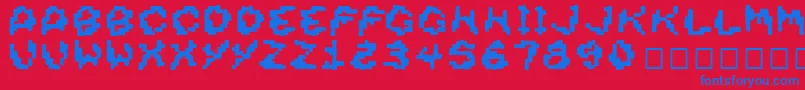 フォントDirtyheadthick – 赤い背景に青い文字