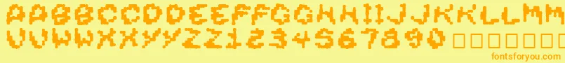 Więcej informacji o czcionce Dirtyheadthick Czcionka Dirtyheadthick – pomarańczowe czcionki na żółtym tle