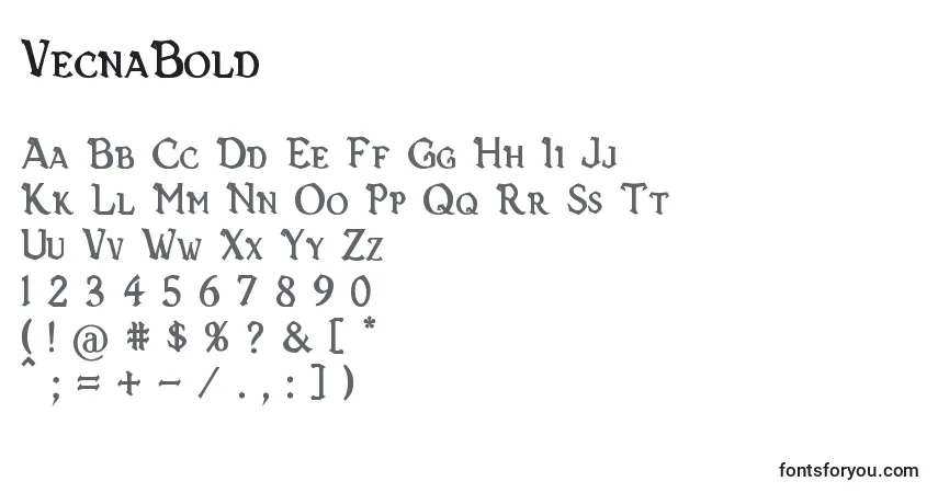 Schriftart VecnaBold – Alphabet, Zahlen, spezielle Symbole