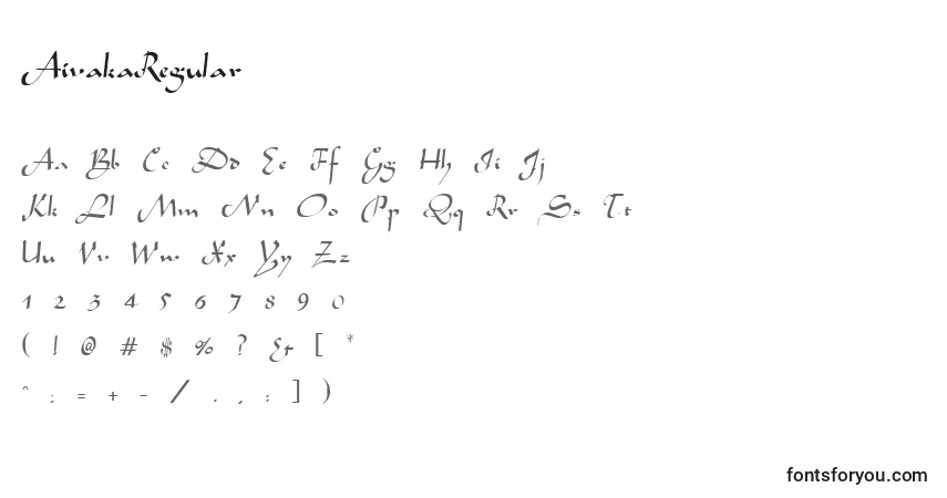 Шрифт AivakaRegular – алфавит, цифры, специальные символы