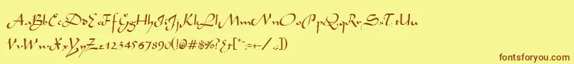 フォントAivakaRegular – 茶色の文字が黄色の背景にあります。