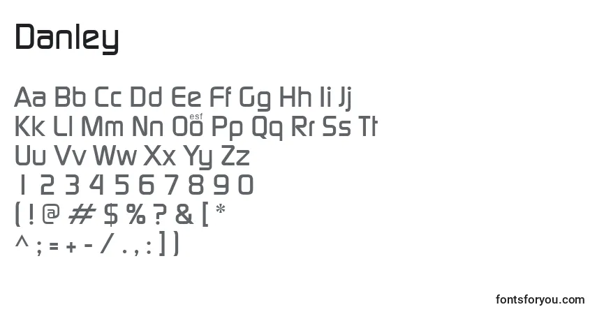 Шрифт Danley – алфавит, цифры, специальные символы
