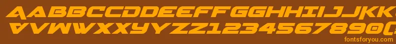 Geminaexpandital-Schriftart – Orangefarbene Schriften auf braunem Hintergrund