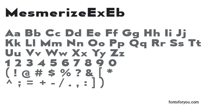 Шрифт MesmerizeExEb – алфавит, цифры, специальные символы