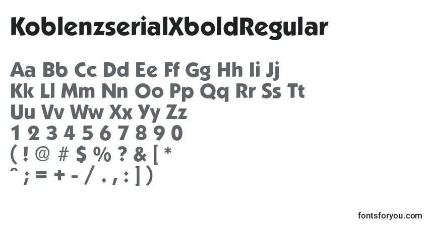 A fonte KoblenzserialXboldRegular – alfabeto, números, caracteres especiais