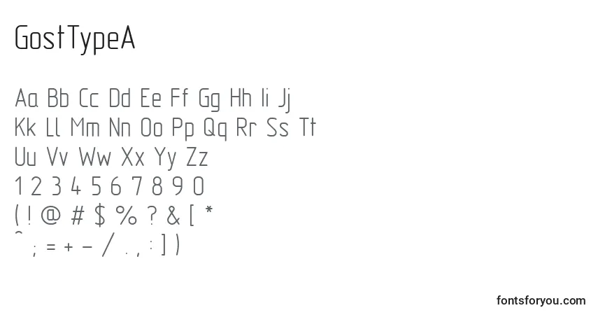 A fonte GostTypeA – alfabeto, números, caracteres especiais
