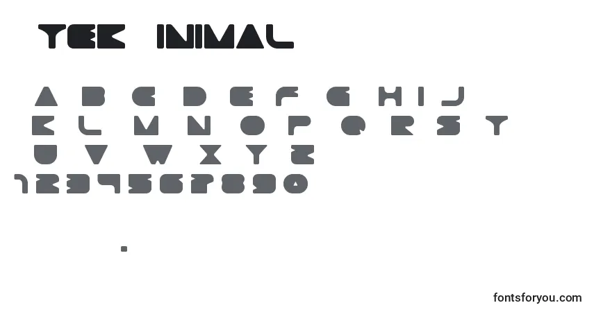 A fonte GtekMinimal (113744) – alfabeto, números, caracteres especiais