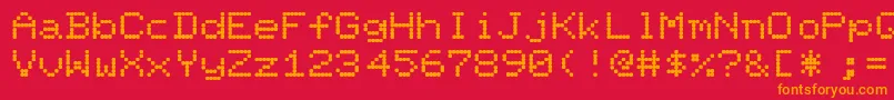 フォントFillit – 赤い背景にオレンジの文字