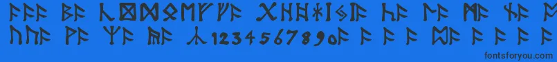フォントTolkienDwarfRunes – 黒い文字の青い背景