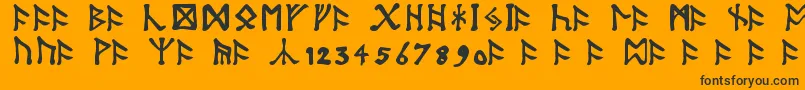 フォントTolkienDwarfRunes – 黒い文字のオレンジの背景
