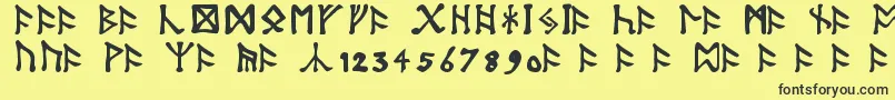 Шрифт TolkienDwarfRunes – чёрные шрифты на жёлтом фоне