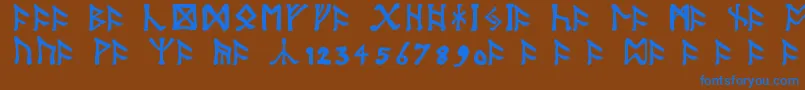 フォントTolkienDwarfRunes – 茶色の背景に青い文字