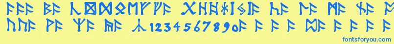 Шрифт TolkienDwarfRunes – синие шрифты на жёлтом фоне