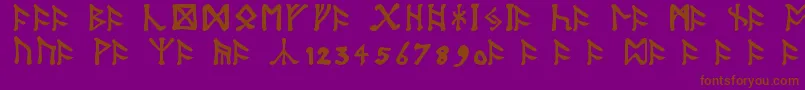 TolkienDwarfRunes-Schriftart – Braune Schriften auf violettem Hintergrund