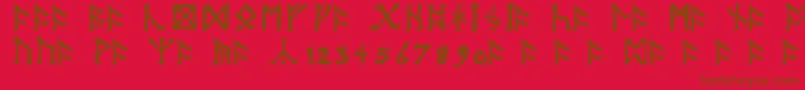 フォントTolkienDwarfRunes – 赤い背景に茶色の文字