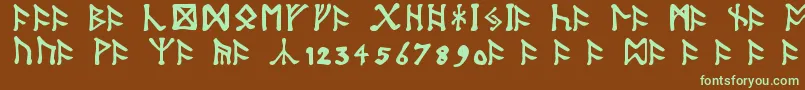 TolkienDwarfRunes Font – Green Fonts on Brown Background