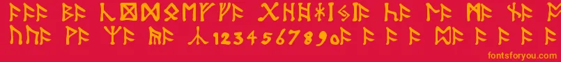 Шрифт TolkienDwarfRunes – оранжевые шрифты на красном фоне