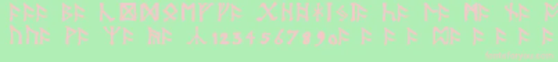 フォントTolkienDwarfRunes – 緑の背景にピンクのフォント