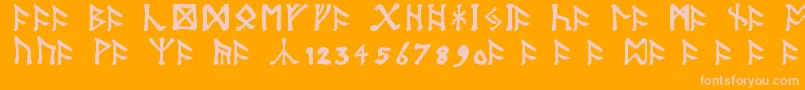 TolkienDwarfRunes Font – Pink Fonts on Orange Background