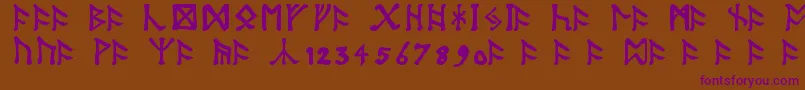 TolkienDwarfRunes-fontti – violetit fontit ruskealla taustalla
