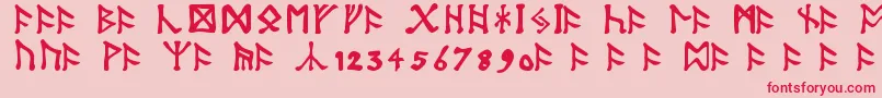 フォントTolkienDwarfRunes – ピンクの背景に赤い文字