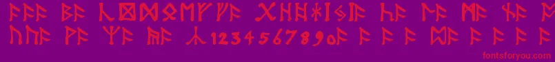 TolkienDwarfRunes-Schriftart – Rote Schriften auf violettem Hintergrund