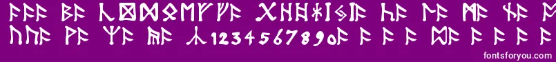 フォントTolkienDwarfRunes – 紫の背景に白い文字