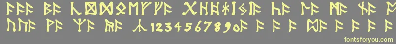 TolkienDwarfRunes-fontti – keltaiset fontit harmaalla taustalla