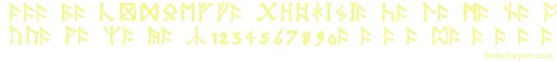 フォントTolkienDwarfRunes – 白い背景に黄色の文字