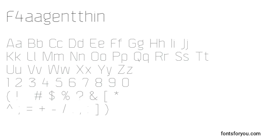 Schriftart F4aagentthin – Alphabet, Zahlen, spezielle Symbole