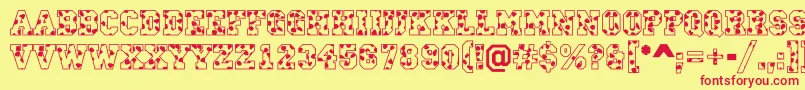 ACampusspots Font – Red Fonts on Yellow Background