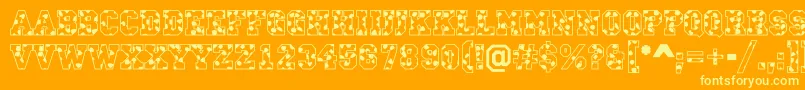 ACampusspots-Schriftart – Gelbe Schriften auf orangefarbenem Hintergrund