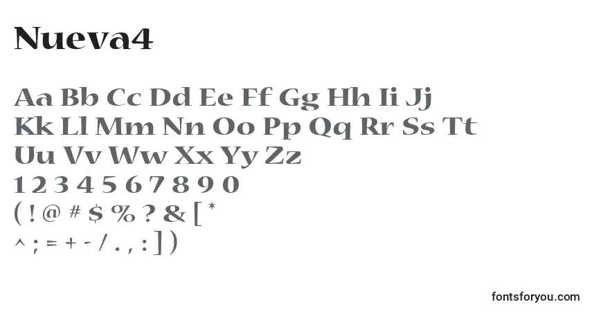 A fonte Nueva4 – alfabeto, números, caracteres especiais