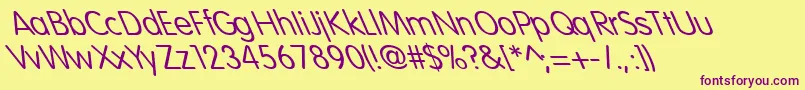 VogueNormalExtremeLefti Font – Purple Fonts on Yellow Background