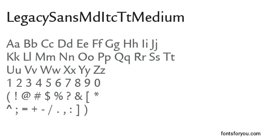 Czcionka LegacySansMdItcTtMedium – alfabet, cyfry, specjalne znaki
