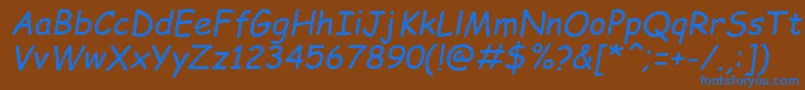 ComicSansMsРљСѓСЂСЃРёРІ Font – Blue Fonts on Brown Background