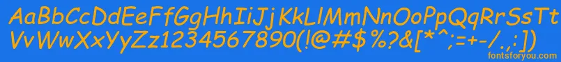 ComicSansMsРљСѓСЂСЃРёРІ Font – Orange Fonts on Blue Background