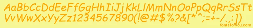 フォントComicSansMsРљСѓСЂСЃРёРІ – オレンジの文字が黄色の背景にあります。