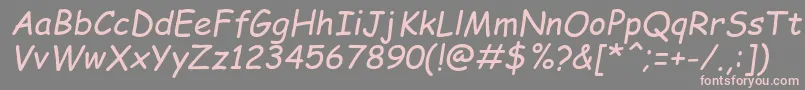 ComicSansMsРљСѓСЂСЃРёРІ-Schriftart – Rosa Schriften auf grauem Hintergrund