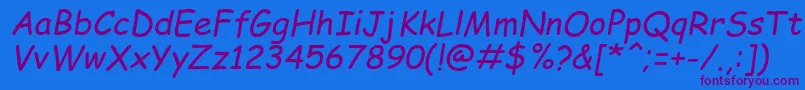 ComicSansMsРљСѓСЂСЃРёРІ Font – Purple Fonts on Blue Background