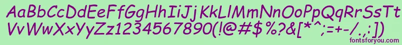 ComicSansMsРљСѓСЂСЃРёРІ Font – Purple Fonts on Green Background