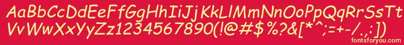 ComicSansMsРљСѓСЂСЃРёРІ Font – Yellow Fonts on Red Background