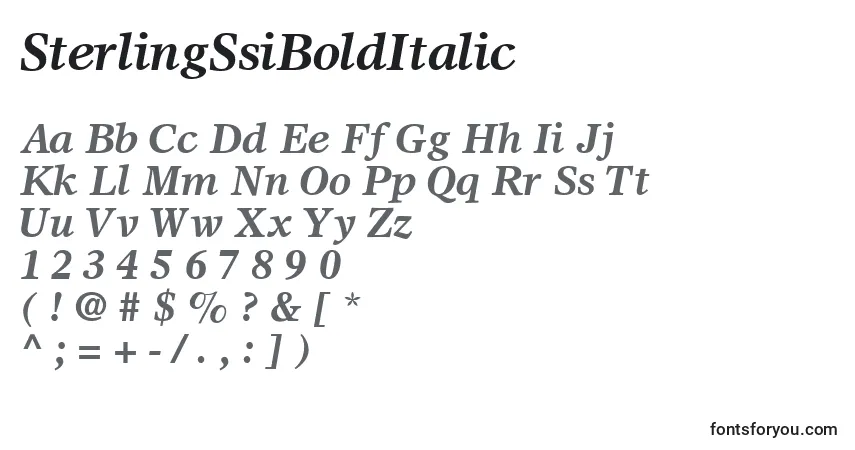 Шрифт SterlingSsiBoldItalic – алфавит, цифры, специальные символы