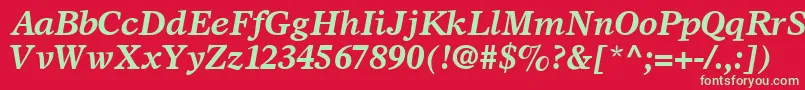 フォントSterlingSsiBoldItalic – 赤い背景に緑の文字