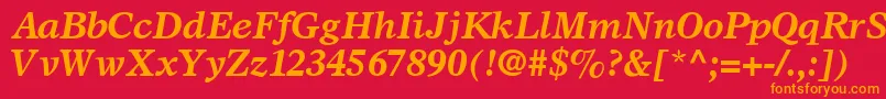 フォントSterlingSsiBoldItalic – 赤い背景にオレンジの文字